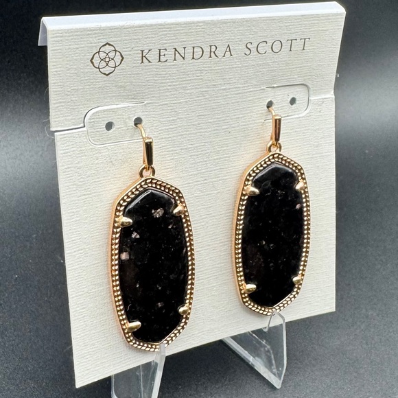 kendra-scott-elle-etch-frame-  HTF Kendra Scott Elle Earrings | Black Granite | Rose Gold | Rare Retired